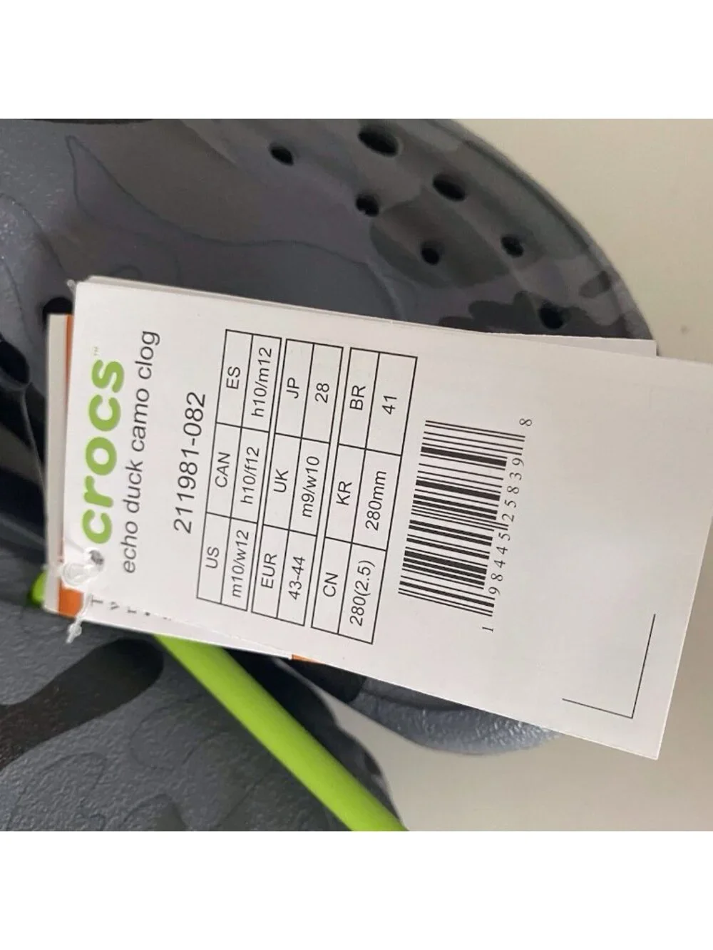 Crocs Echo Duck Camo Clog Slip On Shoes Sandals 211981-082 Men’s Sz 10 W 12 NEW